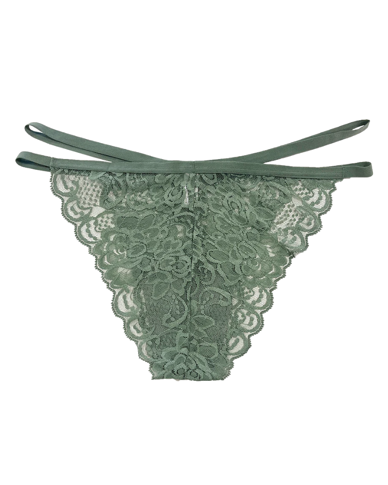 Love Libby C127 Agave Green Galloon Lace Cheeky with Elastic Straps Myselflingerie.com