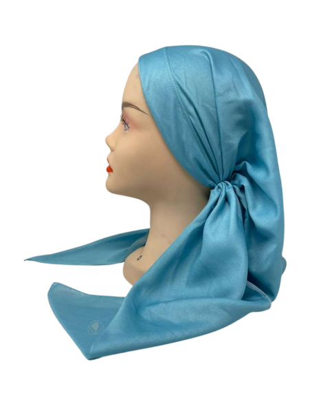 It's Younique Solid Light Blue Pre-Tied Open Back Bandanna with Velvet Grip Myselflingerie.com