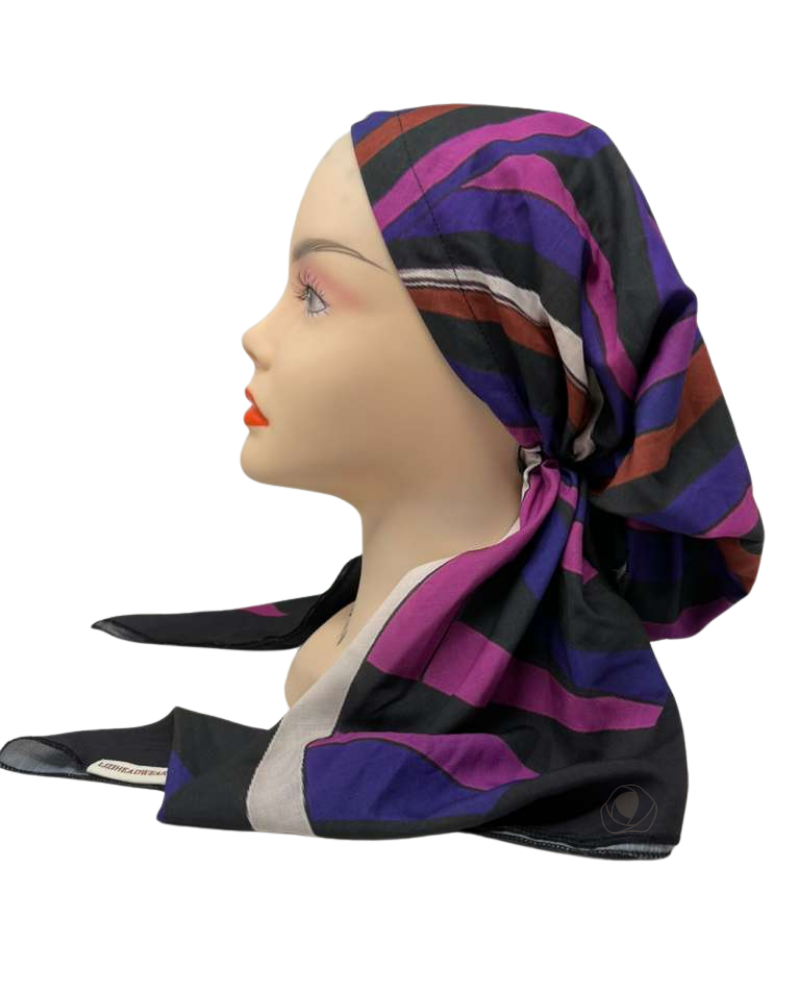 Lizi Headwear IB-TT-26602-C Black Colorful Pucci Inspired Adjustable Pre-Tied Bandanna with Velvet Grip Myselflingerie.com