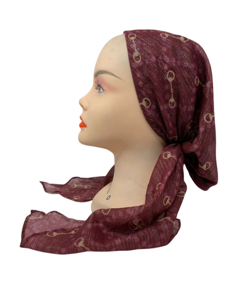 Ahead P2774 Burgundy Print Chainform Classic Fit Pre-Tied Bandanna Myselflingerie.com