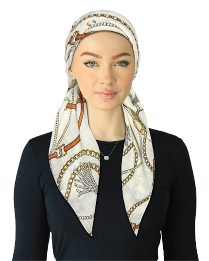 Cherie SP329A-I Ivory Chains Adjustable Pre-Tied Open Back Bandanna Myselflingerie.com