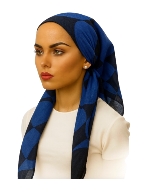 Ahead IT2815 Cobalt Pulse Point Israeli Style Long Tails Pre-Tied Bandanna Myselflingerie.com