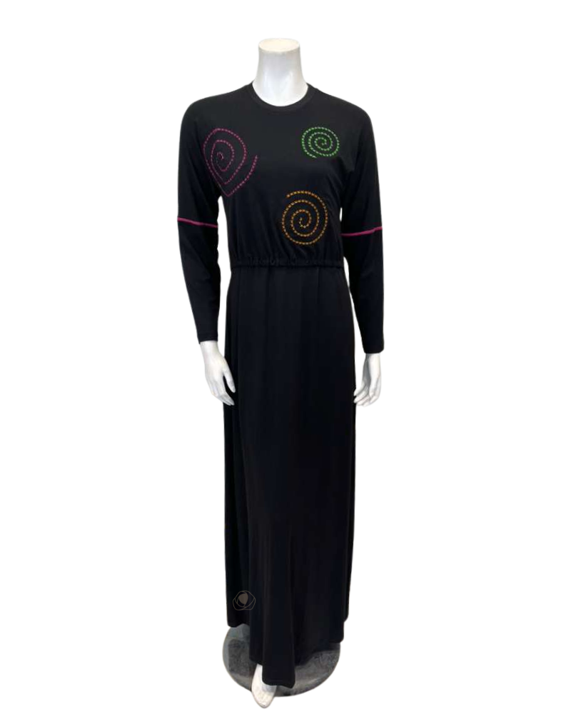 Pen-ky 11977MU Black Multi X Stitch Print Modal Nursing Nightgown
