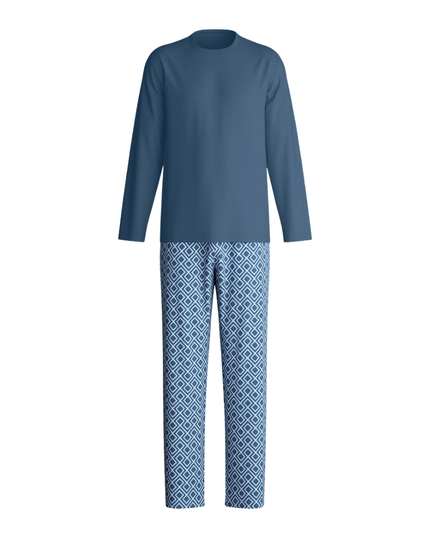 Calida 46382 #532 Atlantic Blue Relax Streamline 2 Men's 100% Cotton Pajamas Myselflingerie.com