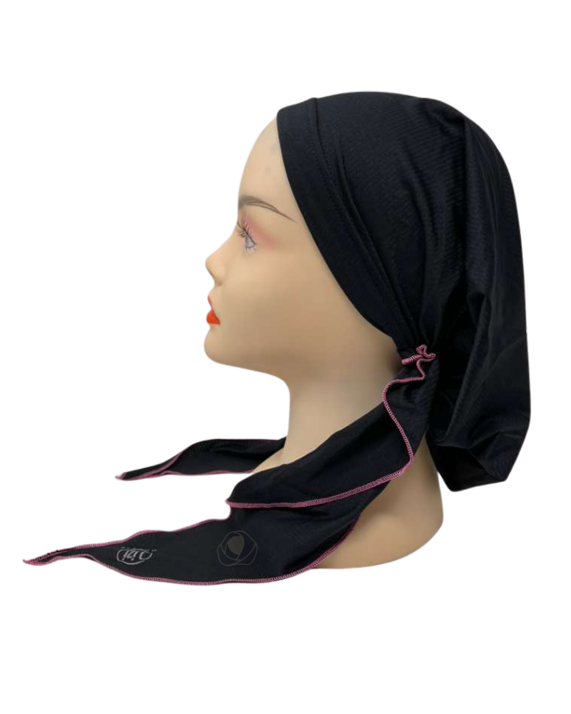 Lizi Headwear ADFBHP Black and Hot Pink Dri-Fit Adjustable Pre-Tied Bandanna with Velvet Grip Myselflingerie.com