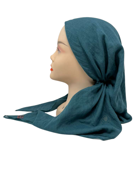 Lizi Headwear Solid Teal Open Back Adjustable Pre-Tied Bandanna with Velvet Grip Myselflingerie.com