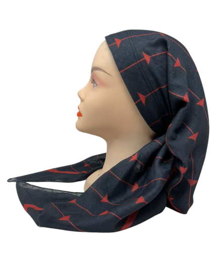 It's Younique Red on Black Designer Inspired Pre-Tied Open Back Bandanna with Velvet Grip Myselflingerie.com