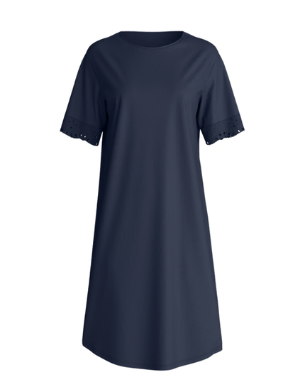 Calida 33509 #488 Peacoat Blue Favourites Tiles Cotton Blend Nightshirt Myselflingerie.com