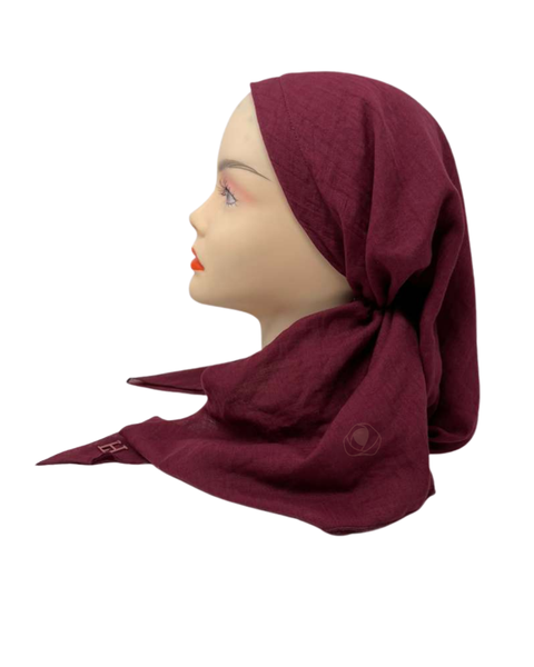 Lizi Headwear Solid Wine Open Back Adjustable Pre-Tied Bandanna with Velvet Grip Myselflingerie.com