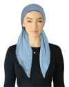 Cherie Solid Slate Blue Fringe Edge Adjustable Pre-Tied Open Back Bandanna