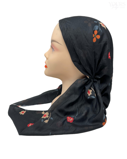 Ahead Black Weavebud Versatile Style Long Tails Open Back Pre-Tied Bandanna Myselflingerie.com