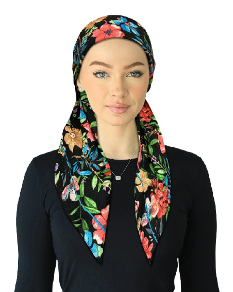 Cherie SP341A-MU Multi Floral Adjustable Pre-Tied Open Back Bandanna Myselflingerie.com