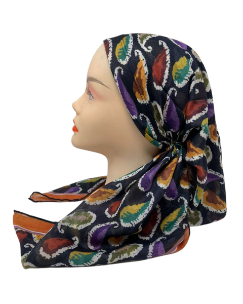 It's Younique Multi Paisley Pre-Tied Open Back Bandanna with Velvet Grip Myselflingerie.com