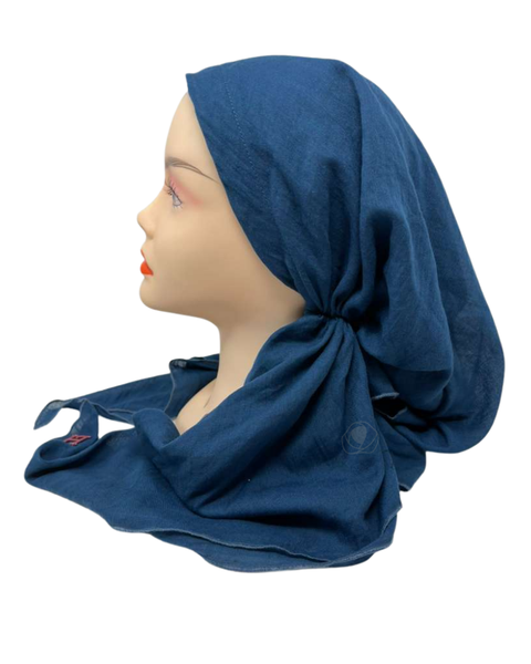 Lizi Headwear Solid Blue Teal Open Back Adjustable Pre-Tied Bandanna with Velvet Grip Myselflingerie.com