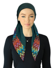 Cherie SP340A-BL Blue Multi Chevron Border Adjustable Pre-Tied Open Back Bandanna Myselflingerie.com