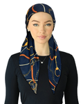 Cherie Navy Chains Adjustable Pre-Tied Open Back Bandanna