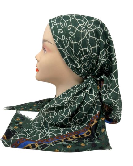 OB-CHA-GN Green Chains Designer Inspired Pre-Tied Open Back Bandanna with Velvet Grip