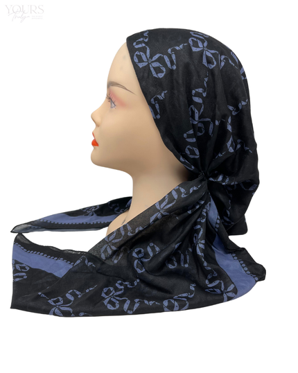 Ahead VT2593 Teal Ribbon Lattice Versatile Style Long Tails Open Back Pre-Tied Bandanna Myselflingerie.com