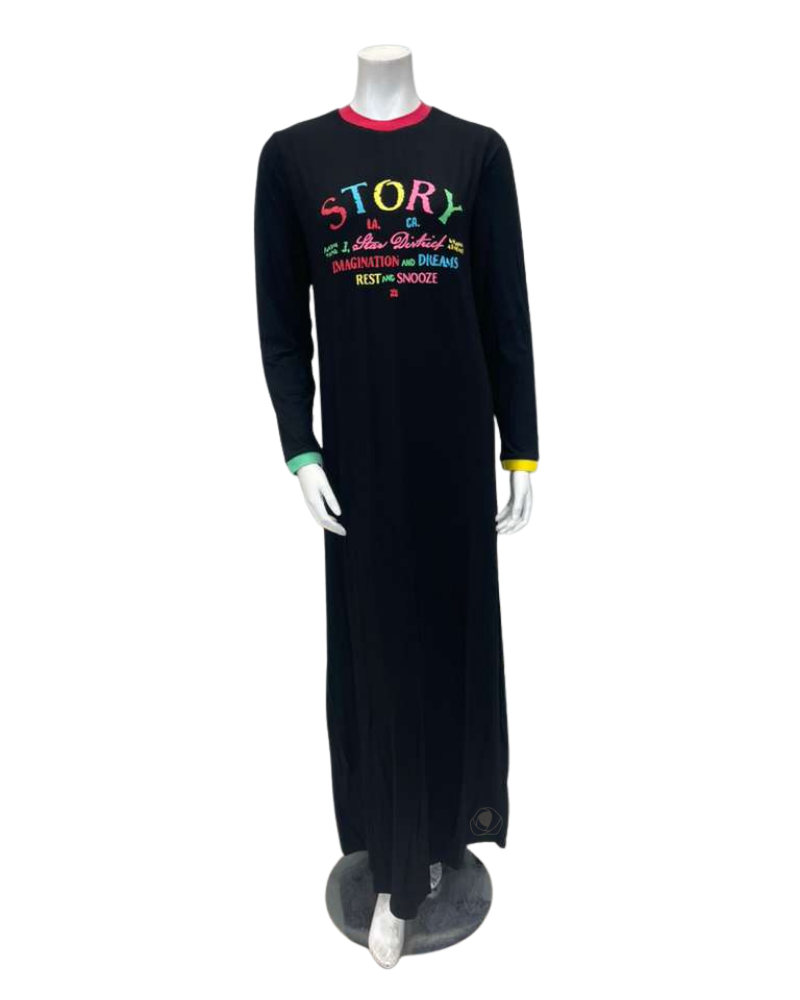 The Star Story 12-834 Black Snooze Story Pull On Modal Teen Nightgown Myselflingerie.com