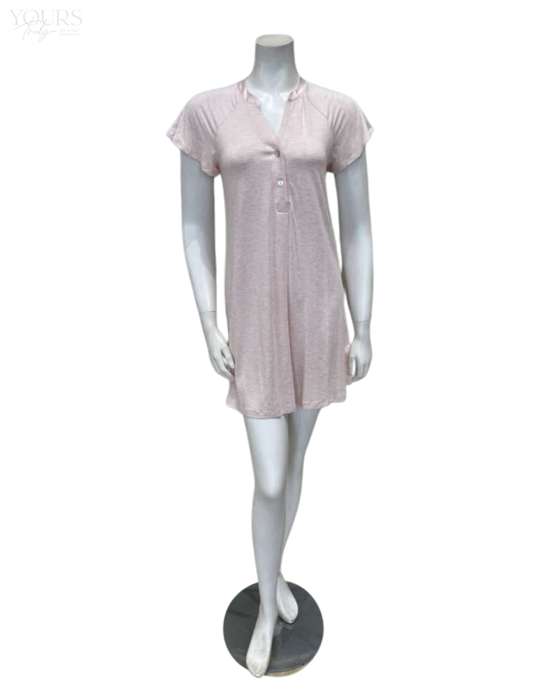 Fleurt 638 Strawberry Whip Fluttered Sleeve Modal Nightshirt Myselflingerie.com