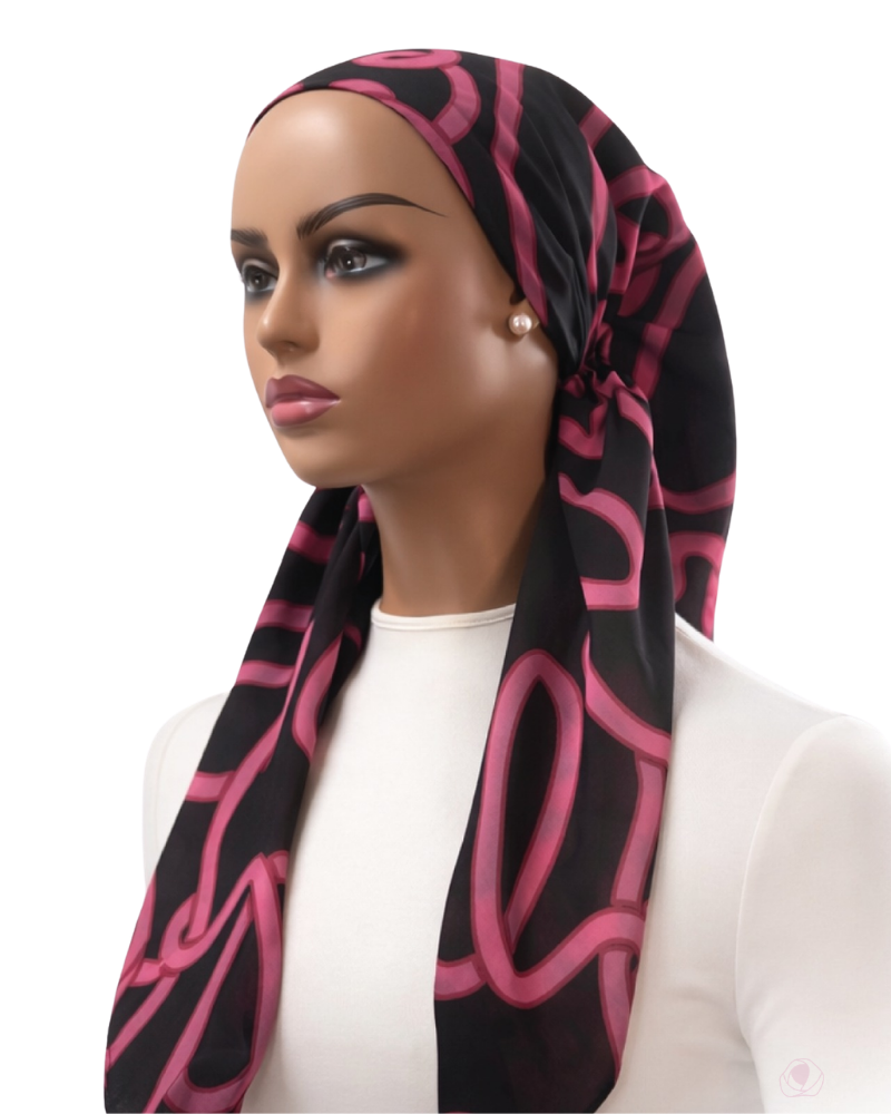 Ahead P2882 Black Pink Entwine Classic Fit Pre-Tied Bandanna Myselflingerie.com
