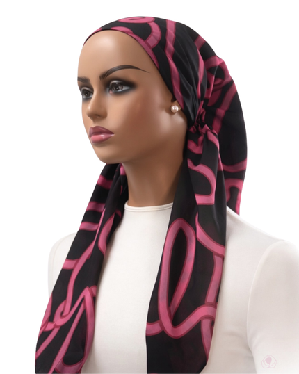 Ahead P2882 Black Pink Entwine Classic Fit Pre-Tied Bandanna Myselflingerie.com
