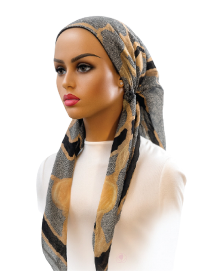 Ahead IT2791 Black Loop Lineage Israeli Style Long Tails Pre-Tied Bandanna Myselflingerie.com