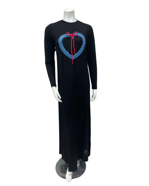 The Star Story 12-829 Black with Denim Heart String Pull On Modal Teen Nightgown Myselflingerie.com