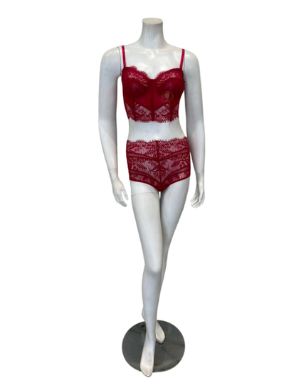 Samantha Chang SC4411123 + SC4475123 Flame Illusion Wireless Lace Bustier Panty Set Myselflingerie.com