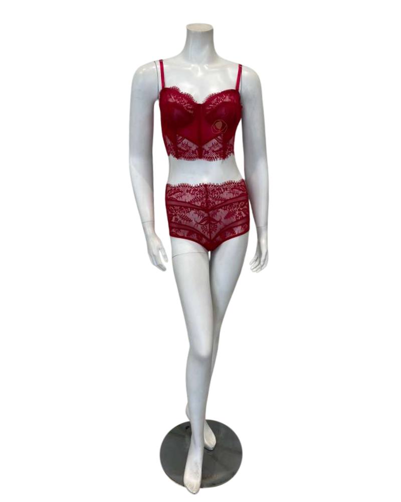 Samantha Chang SC4411123 + SC4475123 Flame Illusion Wireless Lace Bustier Panty Set Myselflingerie.com