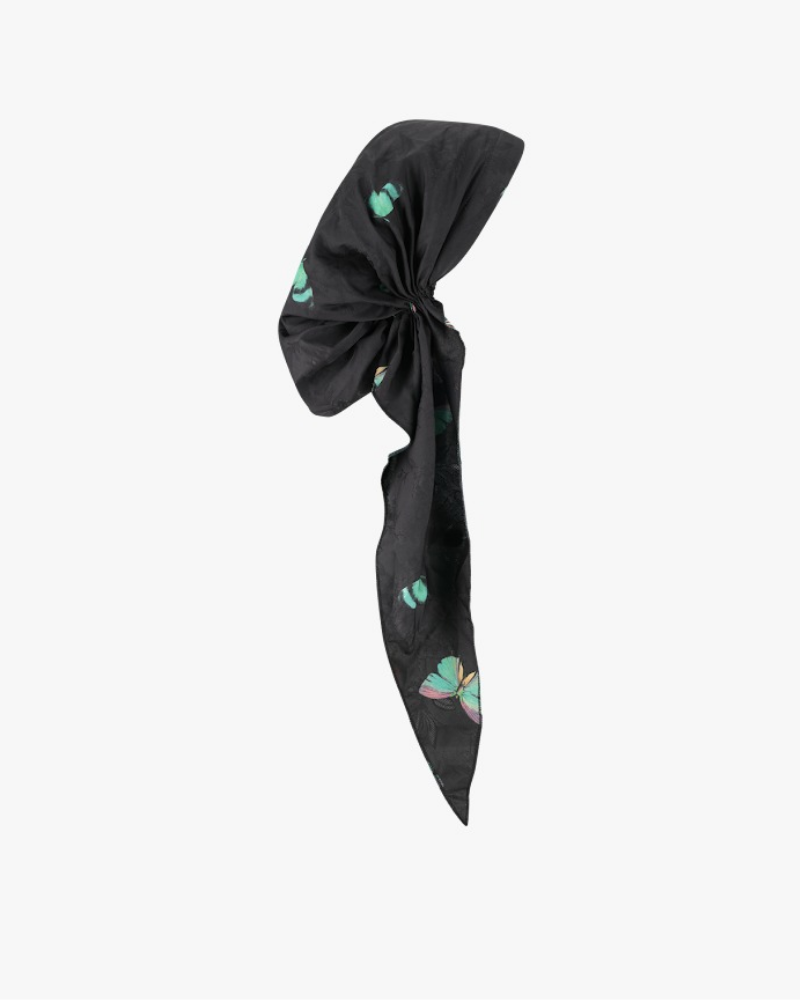 Lizi Headwear DST-C-26114 Night Flutter Silk Prints Adjustable Pre-Tied Bandanna with Velvet Grip Myselflingerie.com