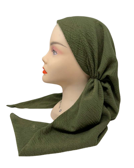 It's Younique OB-CRI-MEGN Medium Green Crinkle Pre-Tied Open Back Bandanna with Velvet Grip Myselflingerie.com