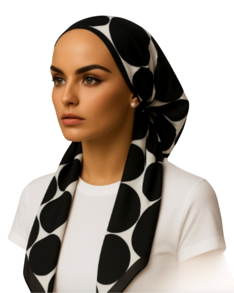 Ahead IT2815 Black/White Pulse Point Israeli Style Long Tails Pre-Tied Bandanna Myselflingerie.com