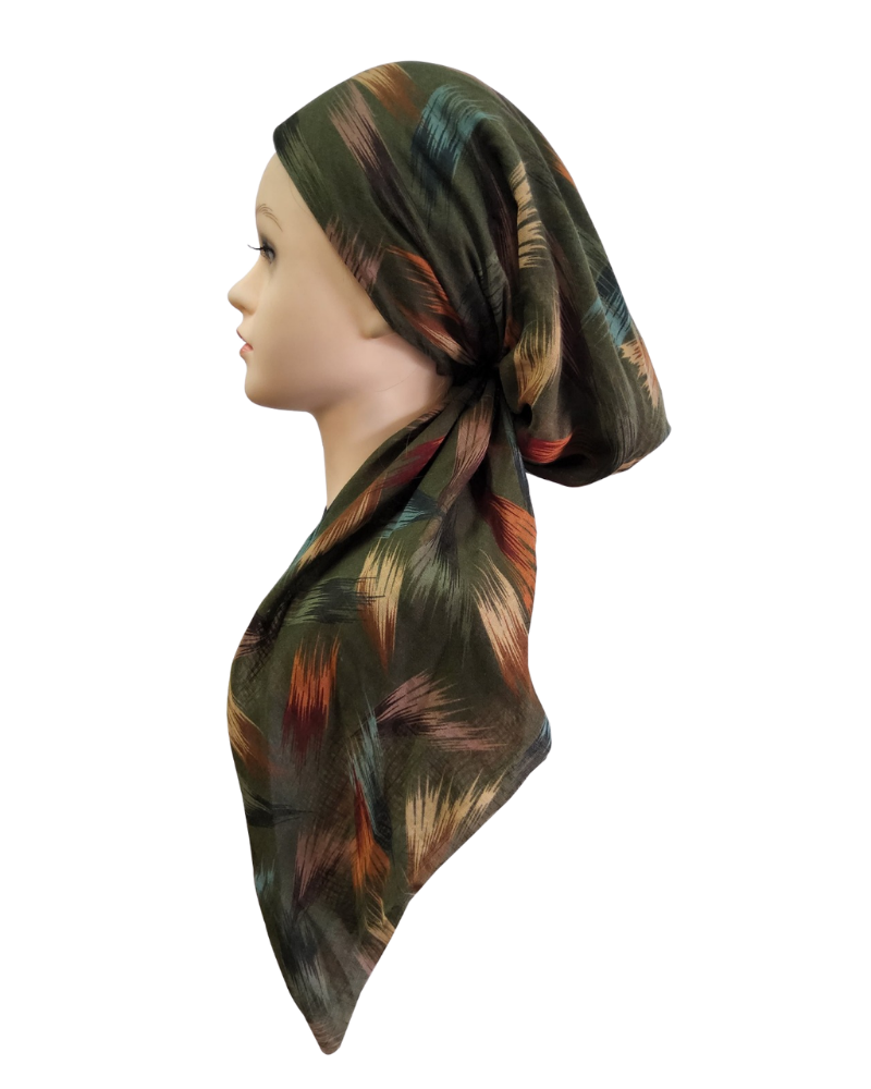 Revaz HS718S Olive Paint Strokes Adjustable Pre-Tied Bandanna with Velvet Grip Myselflingerie.com