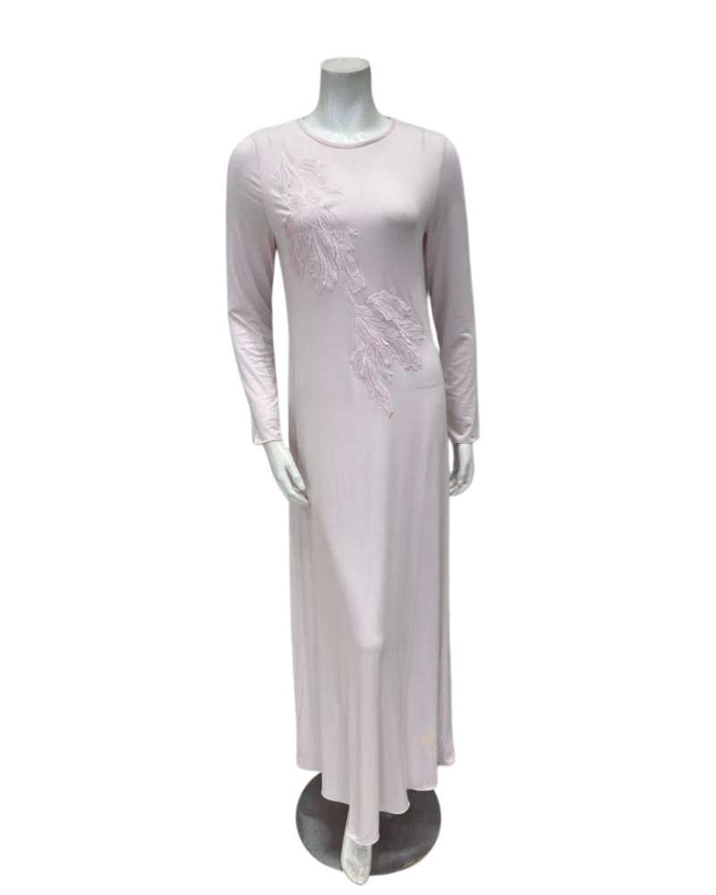 Verdiani 4501 Soft Pink Lace Motifs Modal Pull On Nightgown Myselflingerie.com