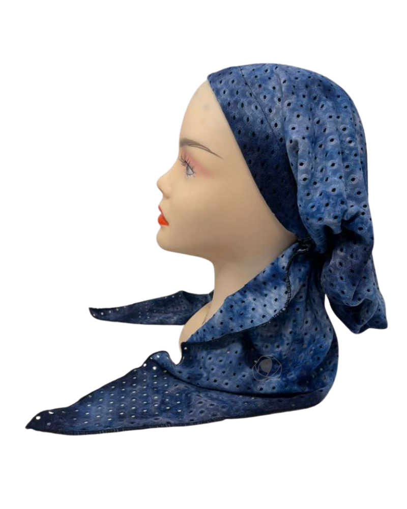 Triple Up BL1098 Denim Eyelet Tie Dye Lined Pre-Tied Bandanna Myselflingerie.com