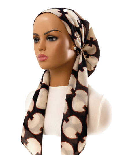 Ahead VT2867 Black Glyphora Versatile Style Long Tails Open Back Pre-Tied Bandanna