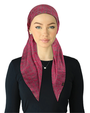 Cherie Berry Geo Print Adjustable Pre-Tied Open Back Bandanna