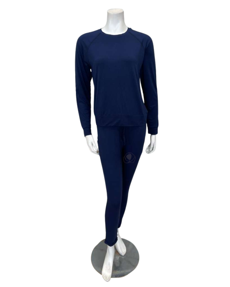 Aspen Dream BLSB + BBP Navy Miley Long Sleeve Top & Joggers Bamboo Pajamas Set Myselflingerie.com