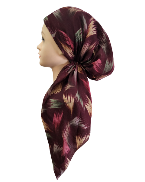 Revaz HS718N Burgundy Paint Strokes Pre-Tied Bandanna with Velvet Grip Myselflingerie.com