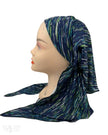Triple Up BL1126 Blue and Green Strokes Lined Pre-Tied Bandanna