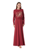 Pen-ky 11905 Bordeaux with Gold Foil Blossoming Rose Cotton Nursing Nightgown Myselflingerie.com