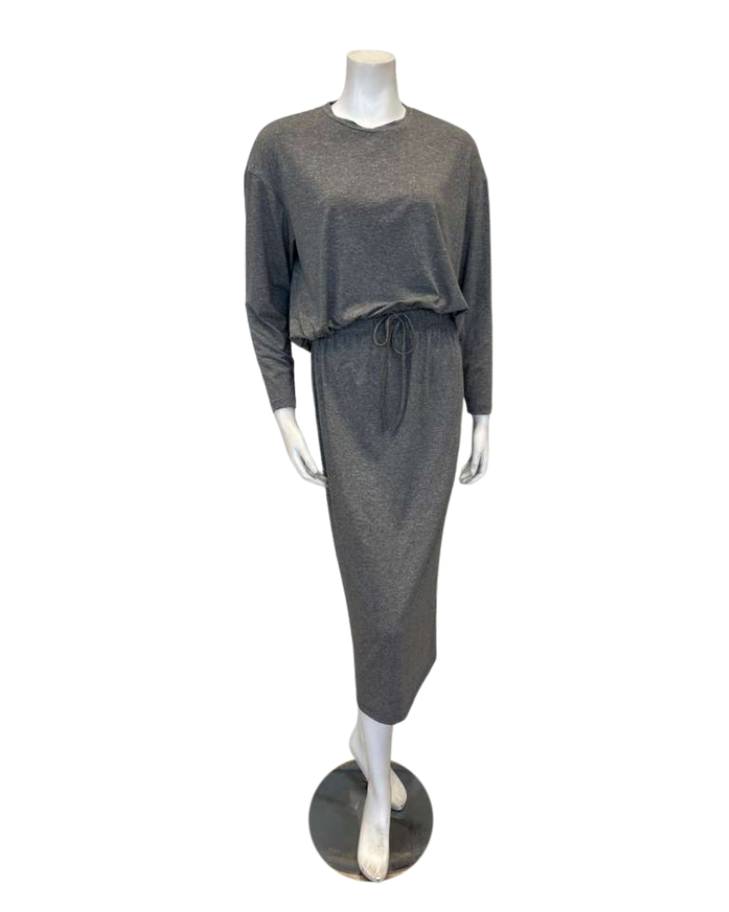 Jackie O'Loungewear DRWSTRNG-2PC-GRY Grey Drawstring Lounger Top & Skirt Set
