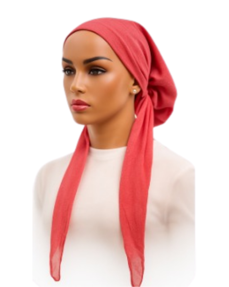 Ahead VT2705 Candy Pink Wovara Solid Versatile Style Long Tails Open Back Pre-Tied Bandanna Myselflingerie.com