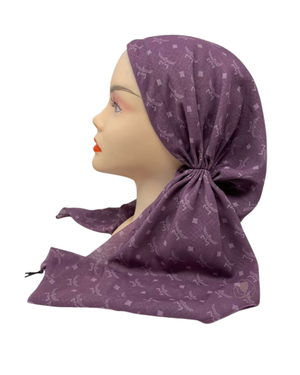 Ahead Lavender Imprint Israeli Style Long Tails Pre-Tied Bandanna