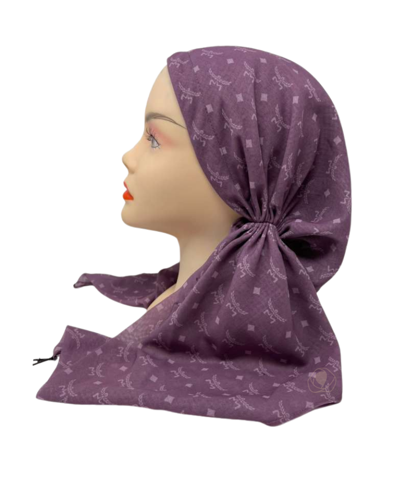 Ahead IT2796 Lavender Imprint Israeli Style Long Tails Pre-Tied Bandanna Myselflingerie.com