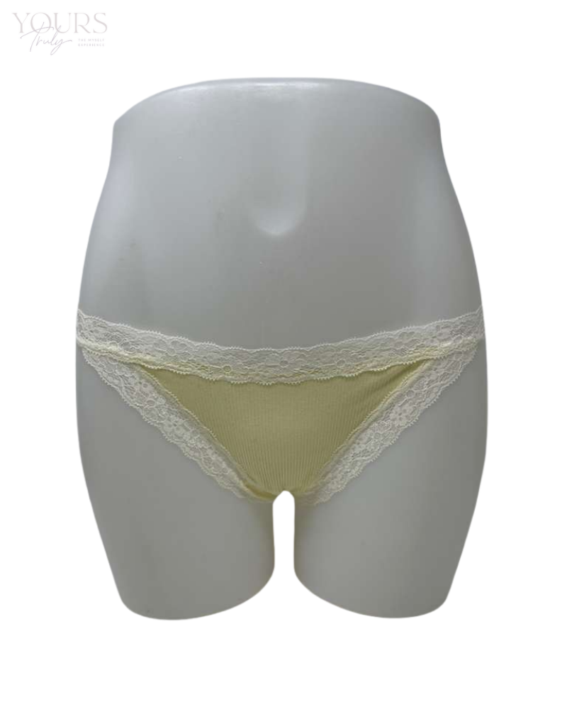 Love Libby T266 Flan Rib Modal Thong With Contrast Lace Myselflingerie.com