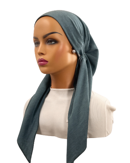 Ahead VT2925 Teal Colorchant Versatile Style Long Tails Open Back Pre-Tied Bandanna Myselflingerie.com