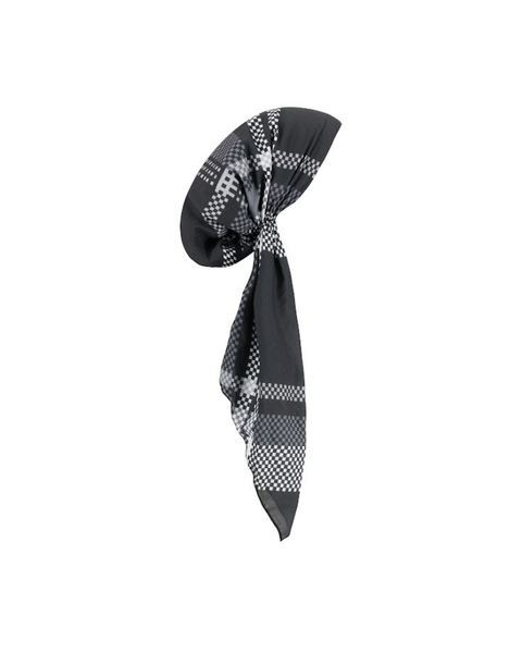 Lizi Headwear IB-C-26613 Black/White Check Plaid Adjustable Pre-Tied Bandanna with Velvet Grip Myselflingerie.com