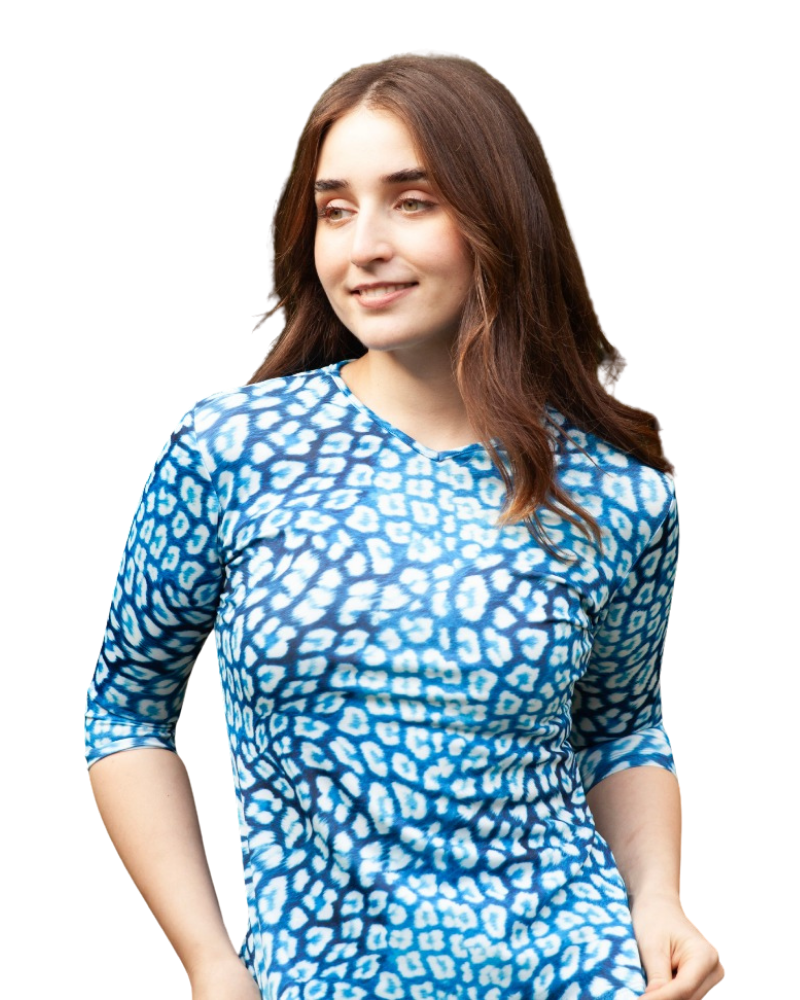 Jackie O'Loungewear 2PC-SWMCV-PC Printed Cobalt Junior Swim Top & Skirt Set Myselflingerie.com